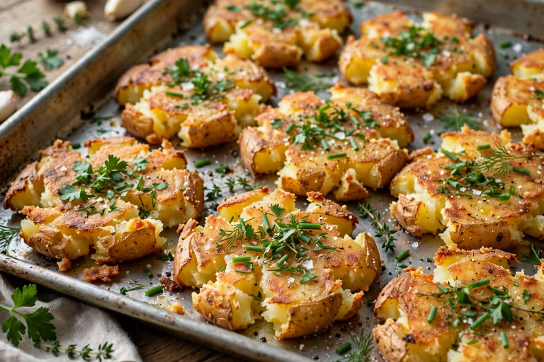 Amazing Easy Smashed Potatoes Recipe (Crispy in 45 Minutes) 3 Crispy smashed Potatoes