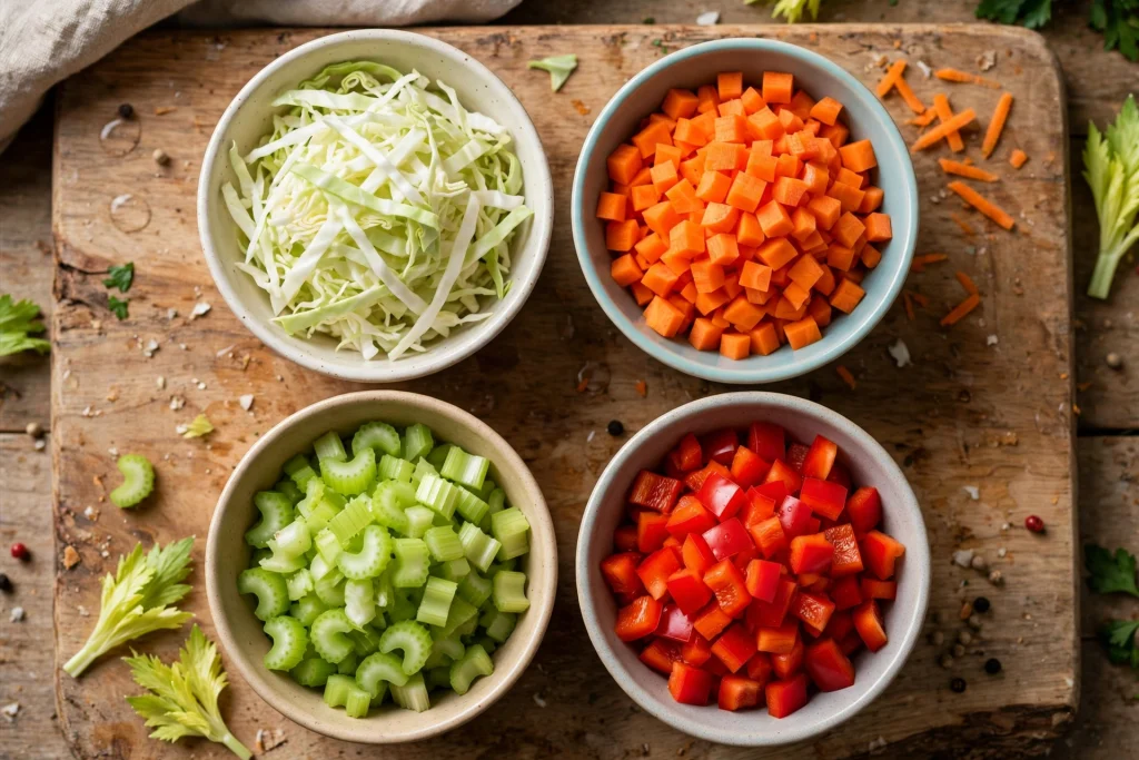 Best Cabbage Soup Diet Recipe (Wholesome, 45 Min) 2 mise en place for cabbage soup diet recipe