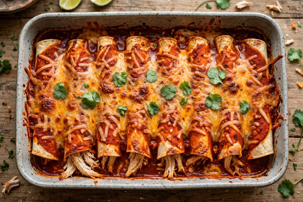 Easy Cheesy Chicken Enchiladas Recipe (Amazing, 50 Min) 3 assembled chicken enchiladas recipe before baking