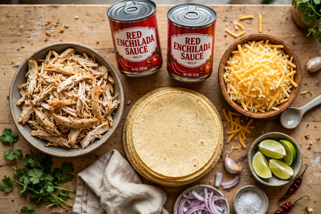 Easy Cheesy Chicken Enchiladas Recipe (Amazing, 50 Min) 2 mise en place for chicken enchiladas recipe
