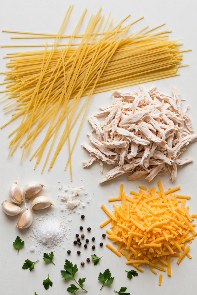 Easy Chicken Spaghetti Recipe (Baked in 30 Minutes) 3 chicken spaghetti ingredients