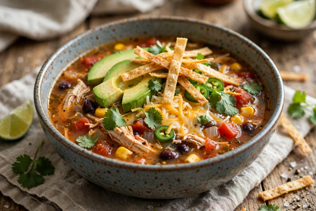 Best Chicken Taco Soup Recipe (Irresistible, 40 Min) 4 chicken taco soup recipe with toppings