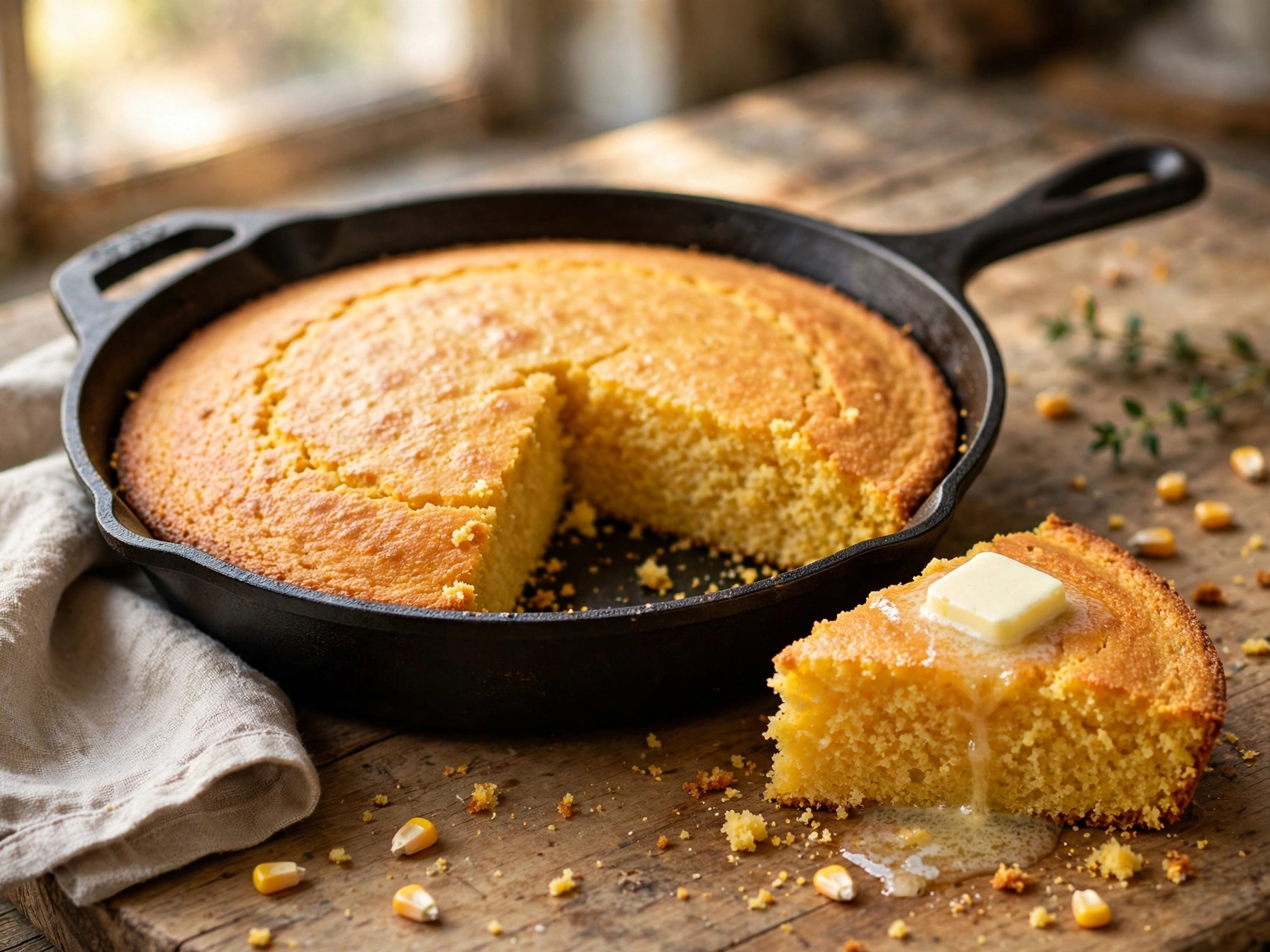 Easy Cornbread Recipe (Foolproof, 35 Min) 1 easy cornbread recipe in a cast iron skillet