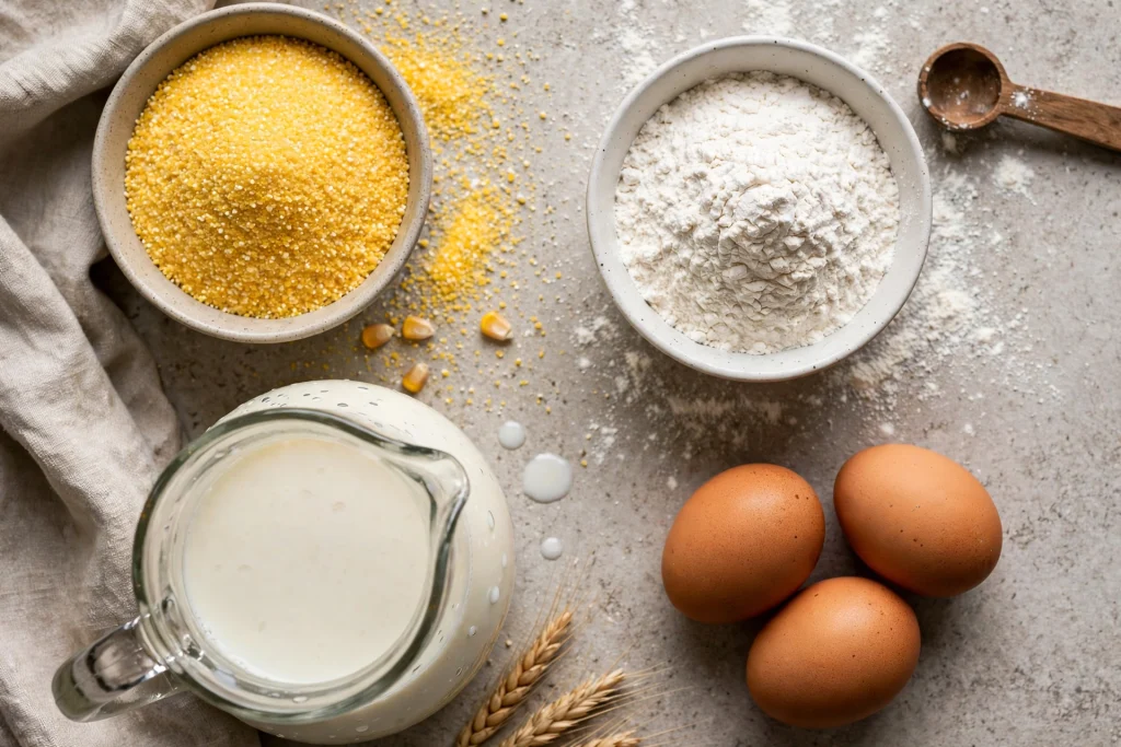 Easy Cornbread Recipe (Foolproof, 35 Min) 2 mise en place for easy cornbread recipe