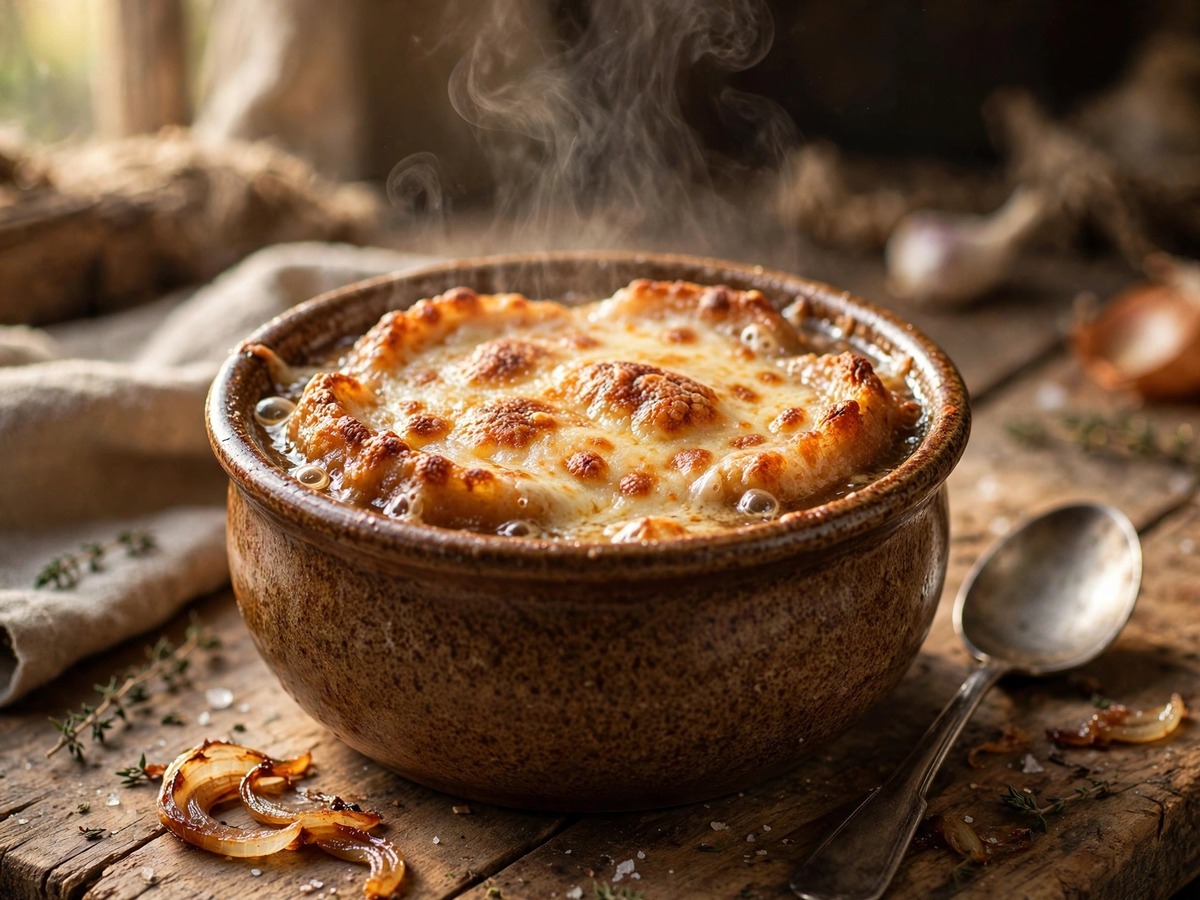 Perfect French Onion Soup Recipe (85 Minutes) 1 easy French onion soup recipe with melted cheese