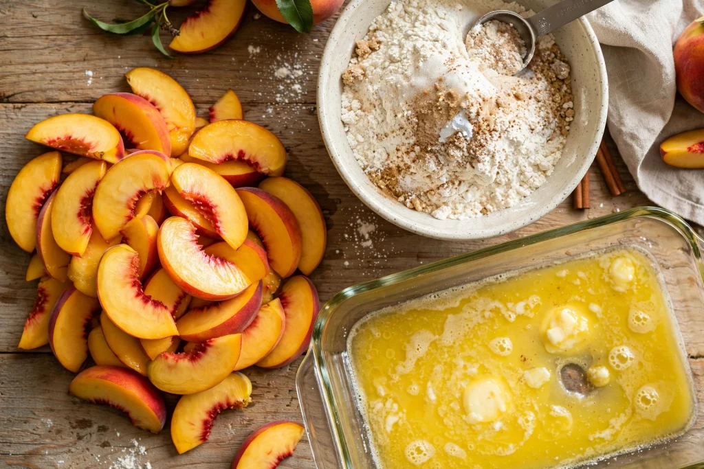 Perfect Peach Cobbler Recipe (Easy, 60 Min) 2 mise en place for easy peach cobbler recipe