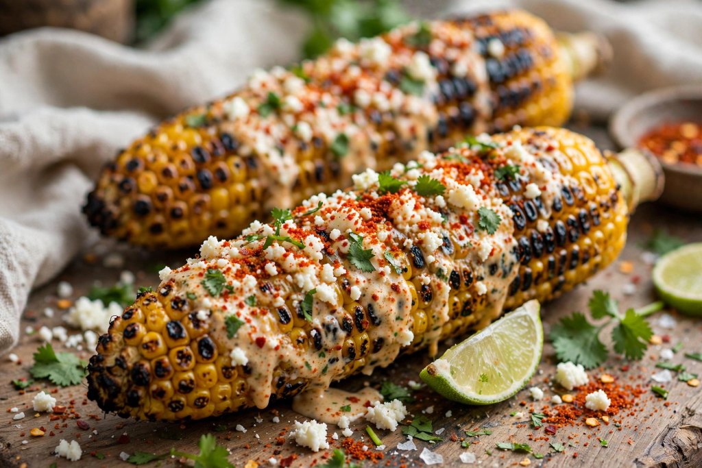 Best Secret Street Corn Recipe: Trick (20 Min) 2 charred street corn coated in creamy sauce and cotija cheese