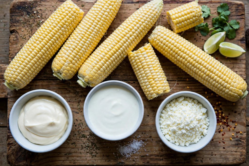 Best Secret Street Corn Recipe: Trick (20 Min) 3 "raw corn on the cob with mayo, crema, and cotija cheese for elote