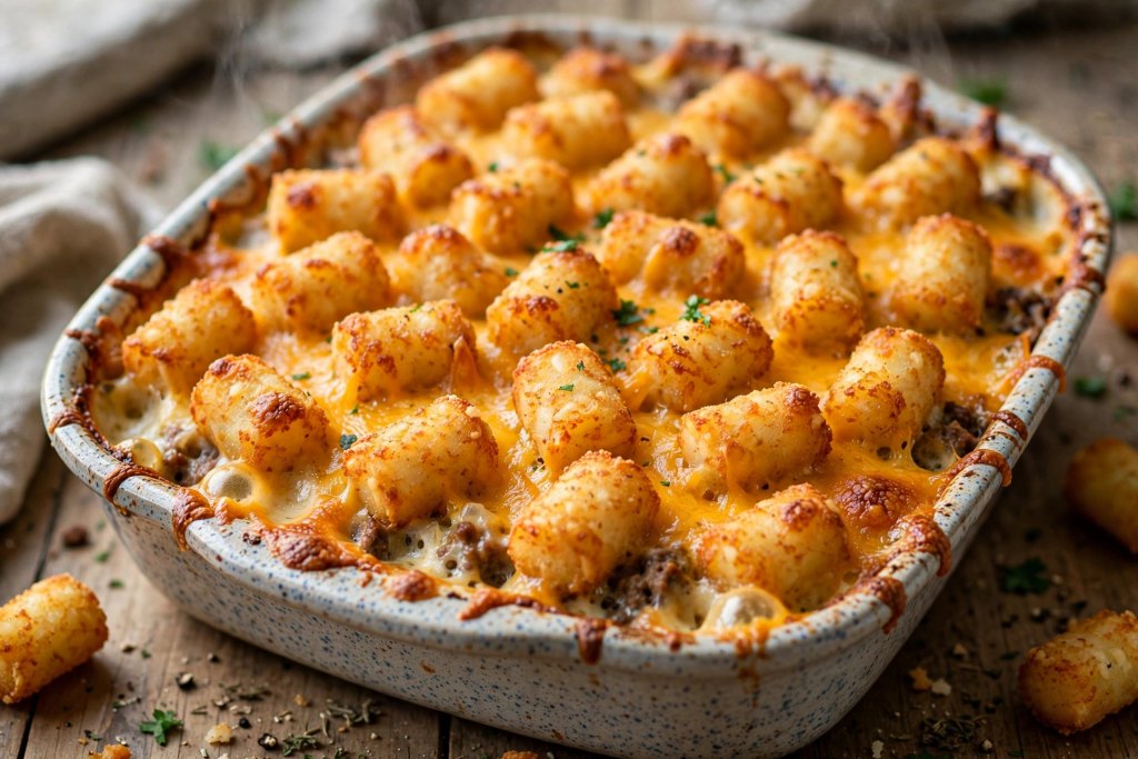Best Tater Tot Casserole Recipe (Ultimate Comfort, 65 Min) 4 baked tater tot casserole with crispy golden top