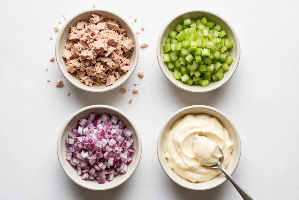  mise en place for tuna salad recipe