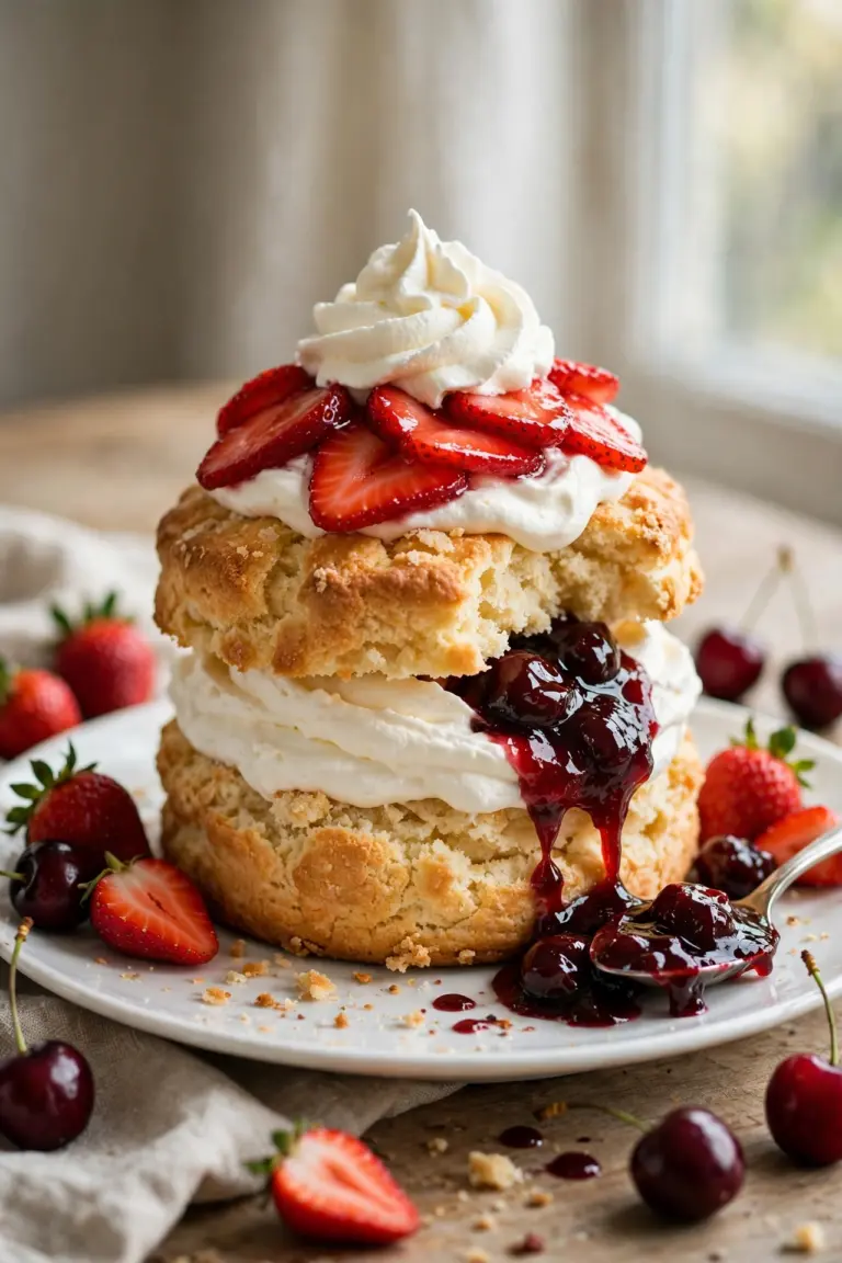 Perfect Irresistible Cherry Jam Strawberry Shortcake With a Jammy Cherry Surprise (60 Min) 7 easy cherry jam strawberry shortcake with whipped cream