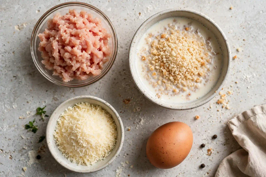 Easy Chicken Meatballs Your Whole Family Will Devour (30 Min) 1 mise en place for chicken meatballs recipe