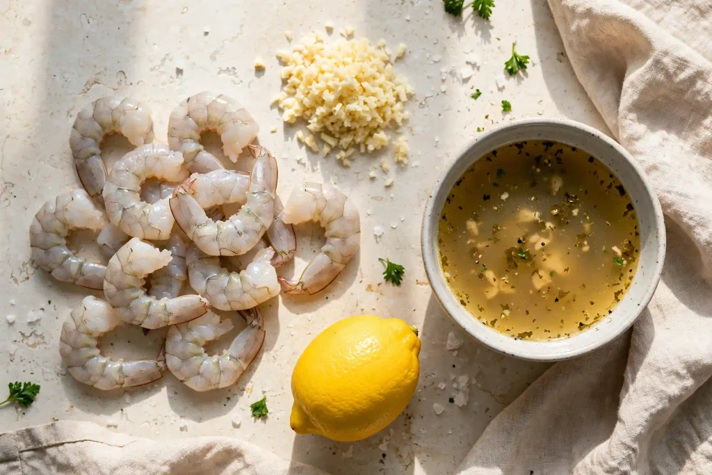 Best Irresistible Garlic Shrimp Pasta Recipe That Tastes Like a Restaurant Order (35 Min) 2 mise en place for shrimp pasta recipe