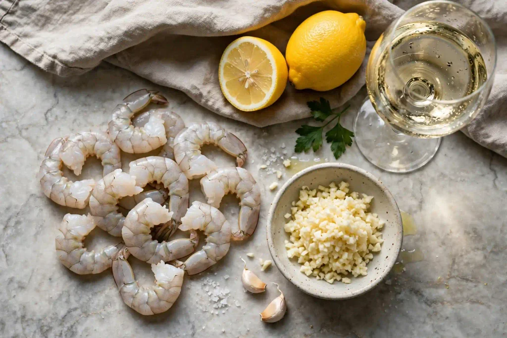 Easy Ultimate Shrimp Pasta Recipe (35 Min) 1 mise en place for shrimp pasta recipe