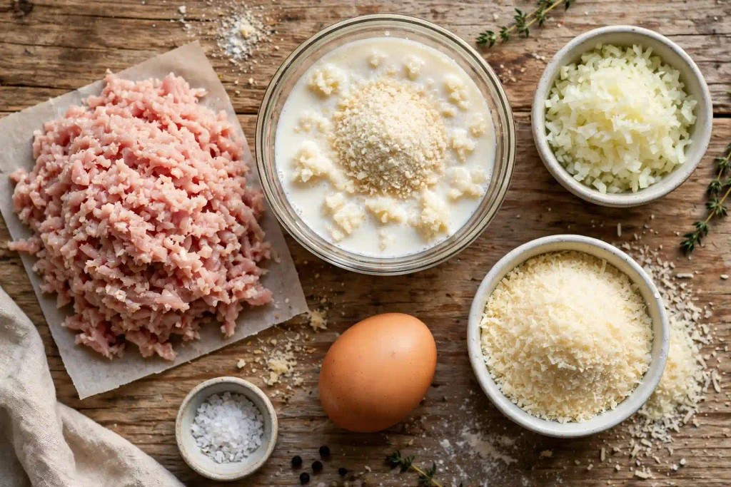  mise en place for turkey meatballs recipe |